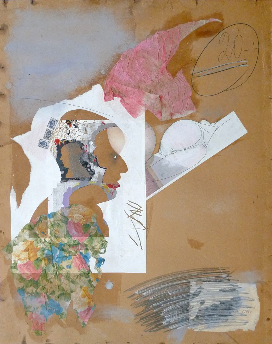 Vasiliy Ryabchenko - Internal Search (1991), 74,5 х 59,5 cm, collage, mixed media